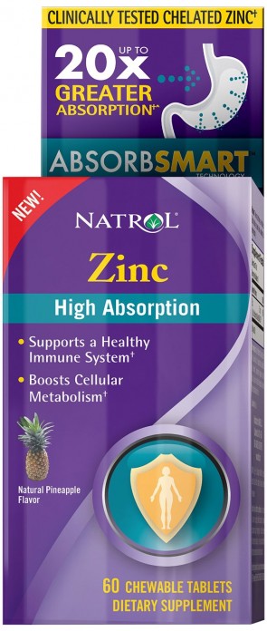 Zinc High Absorption, Natural Pineapple - 60 chewable tabs