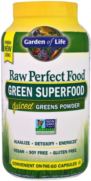 Raw Perfect Food, Green Superfood, Juiced Greens Powder - 240 vcaps