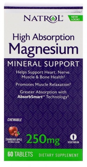 Magnesium High Absorption, 250mg Cranberry Apple - 60 chewable tabs