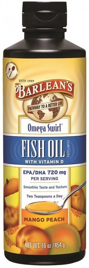 Omega Swirl Fish Oil with Vitamin D, Mango Peach - 454 grams